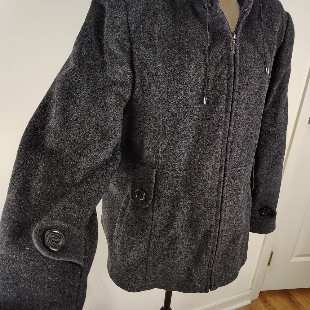 St John’s Bay Wool Cashmere Blend Zip Up Coat - Picture 11 of 12